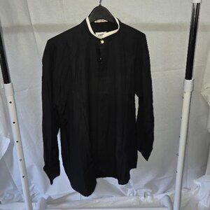 Medium Pavo collared long sleeve black shirt